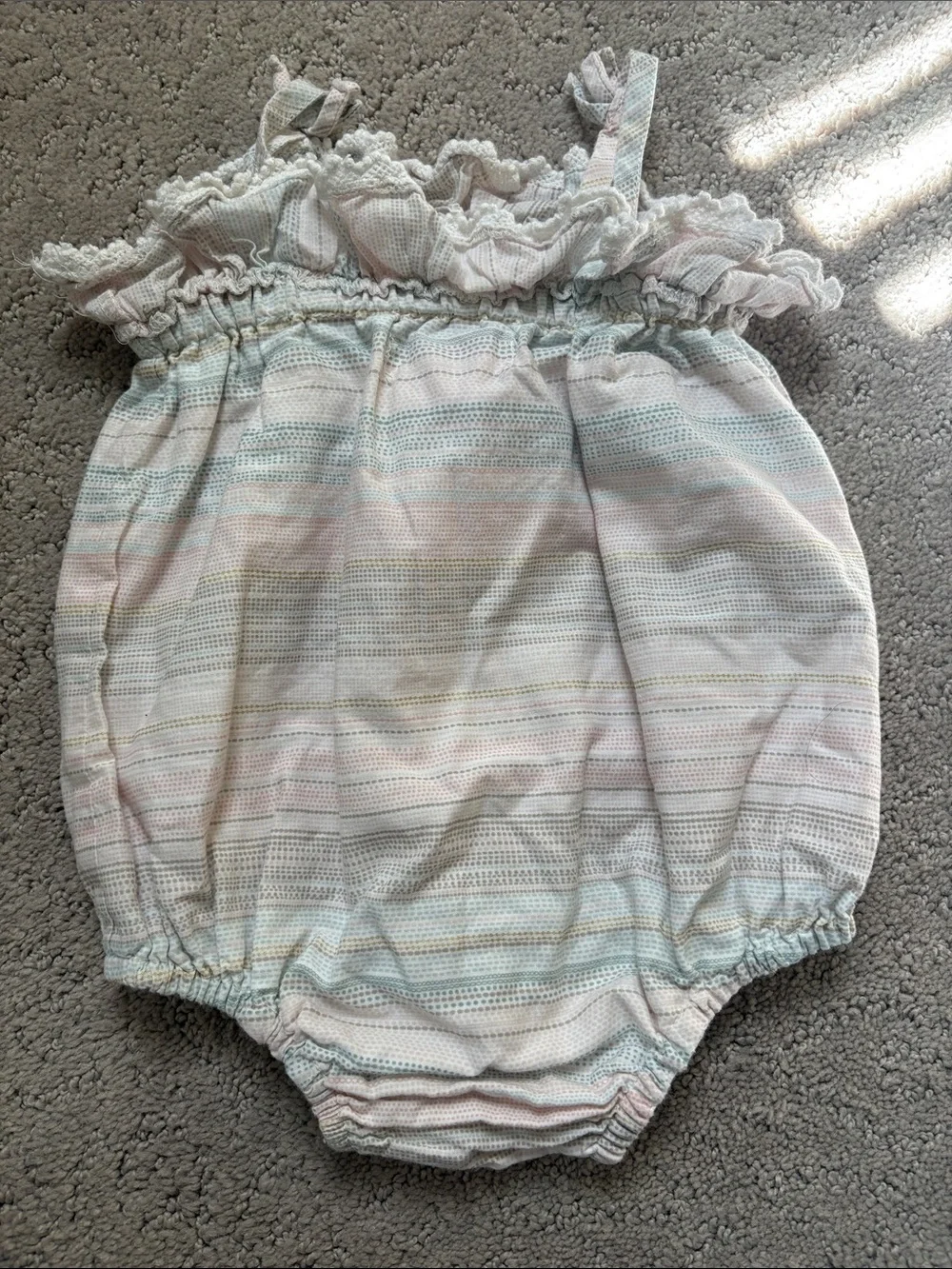 Tommy Bahama Cream Baby Romper with Pastel Stripe Accents